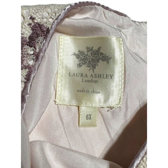 Laura Ashley Pink/Purple Lace Dress Size 6x - Picture 3 of 9